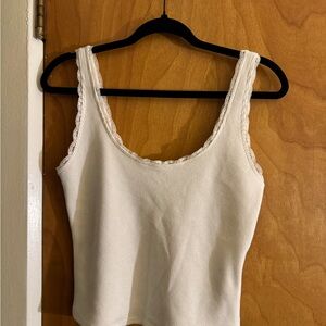 Gilly Hicks Cream Lace Trim Tank Top